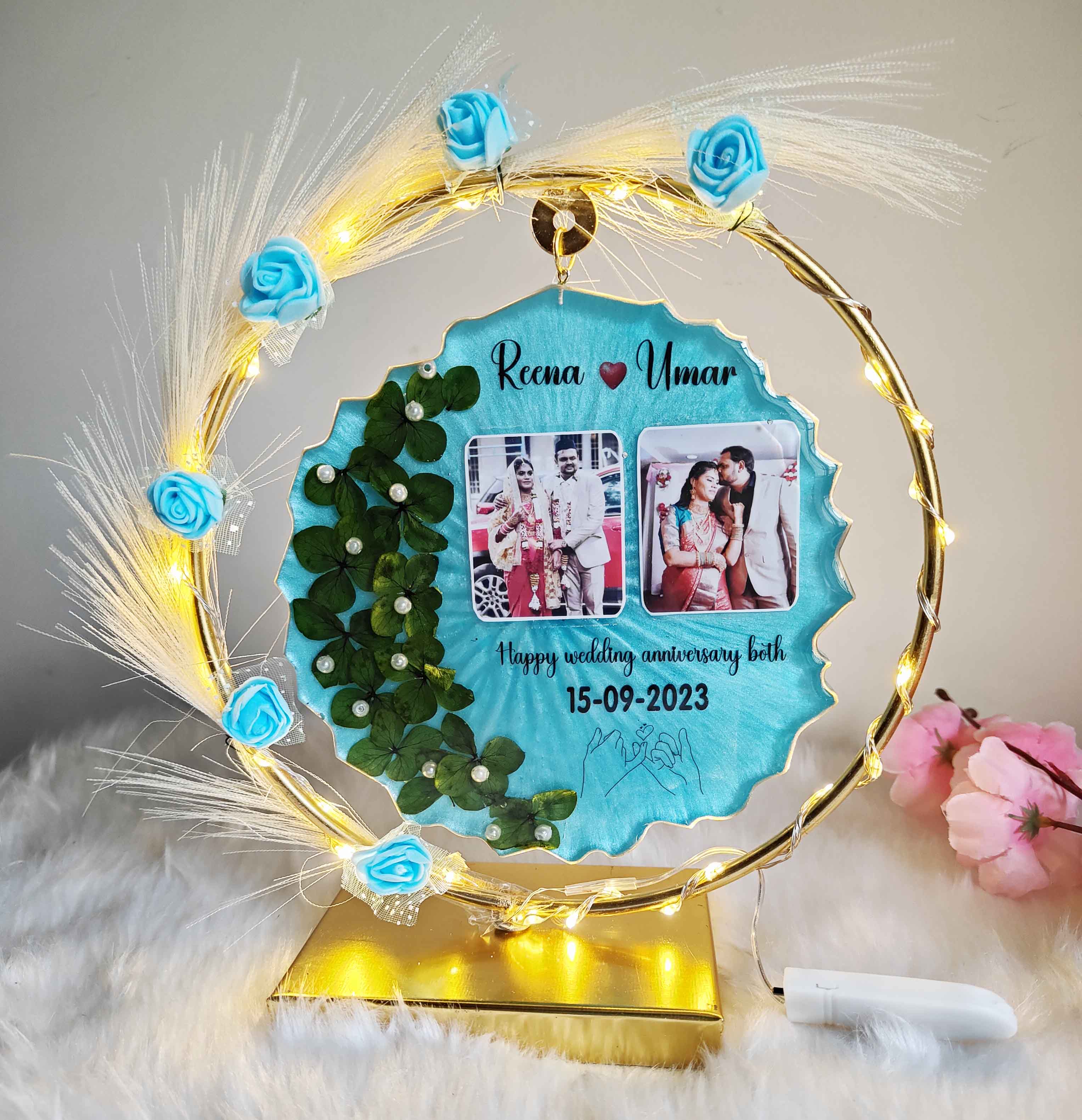 Anniversary Resin Frame with Hoop Ring -Custom frame Holder