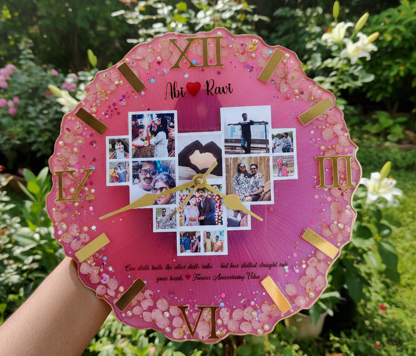 Photo Collage Clock | Customized Picture Wall Clock | Couple Memory Gift