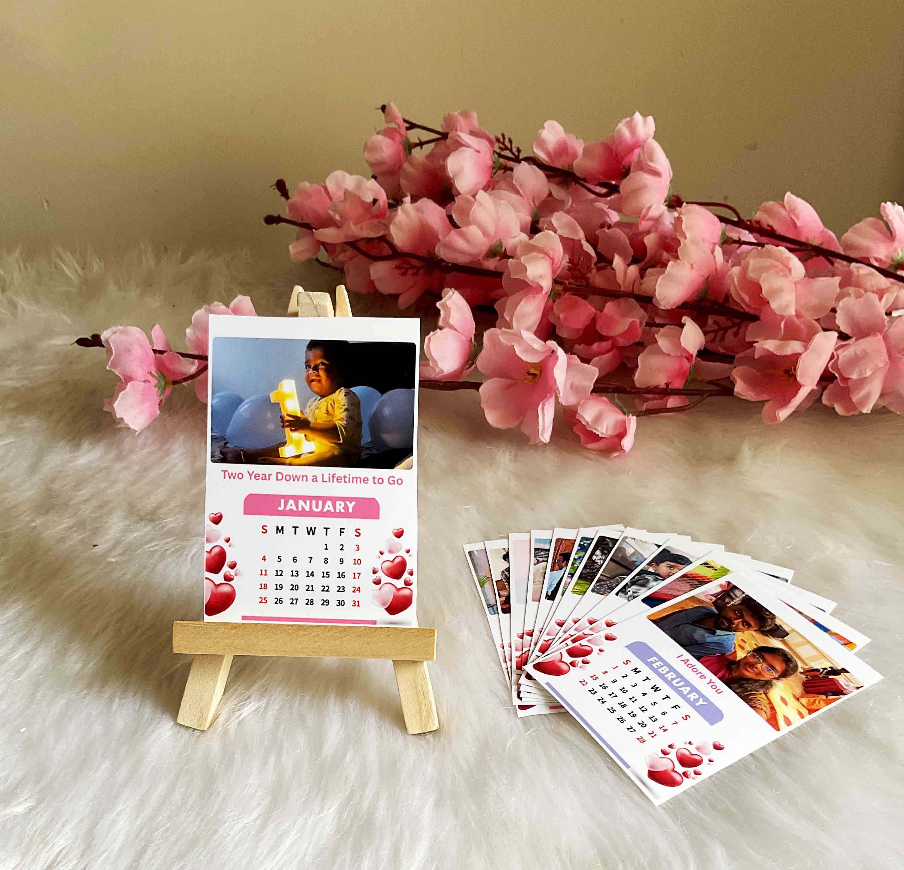 Personalized Desk Calendar with Wooden Stand